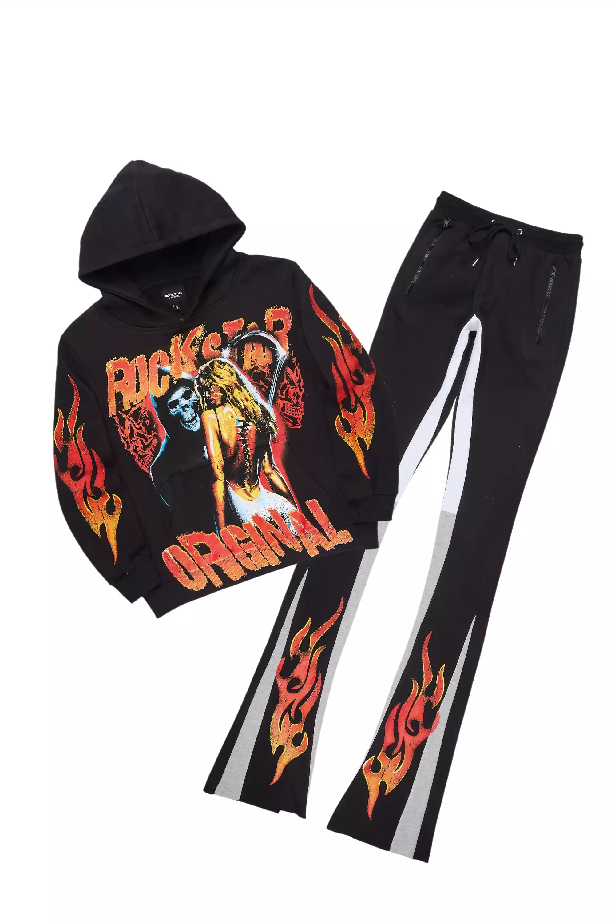 Zo Black/Orange Hoodie/Super Stacked Track Set