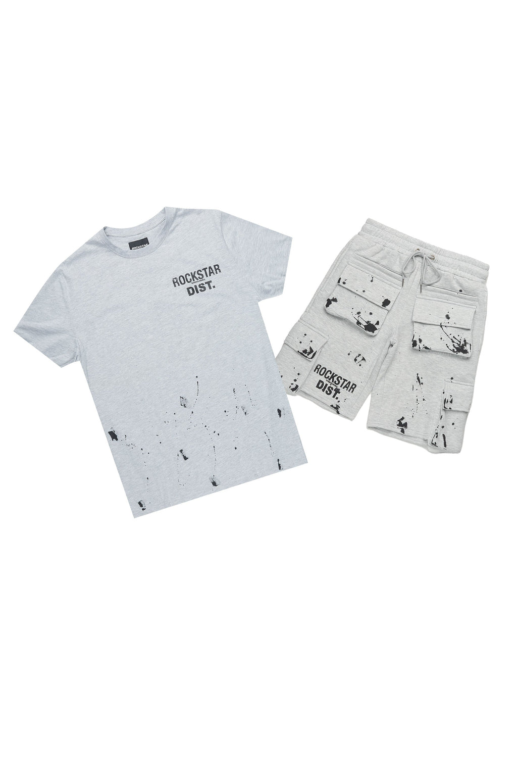 Raffer Heather Grey/Black T-Shirt Cargo Shorts Set