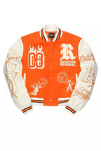 Sharray Orange Oversized Varsity Jacket