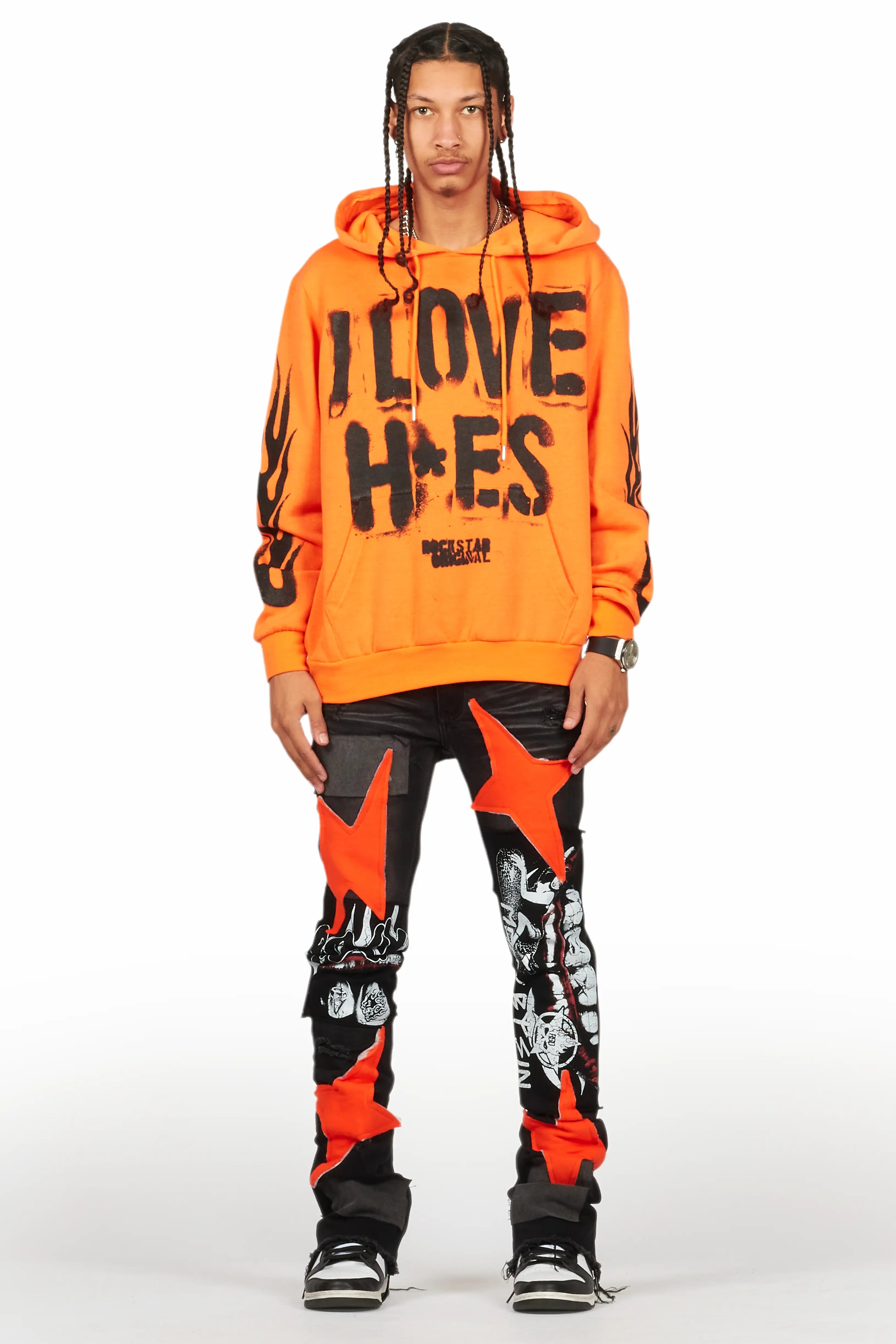 Vadim Black Patchwork Stacked Flare Jean