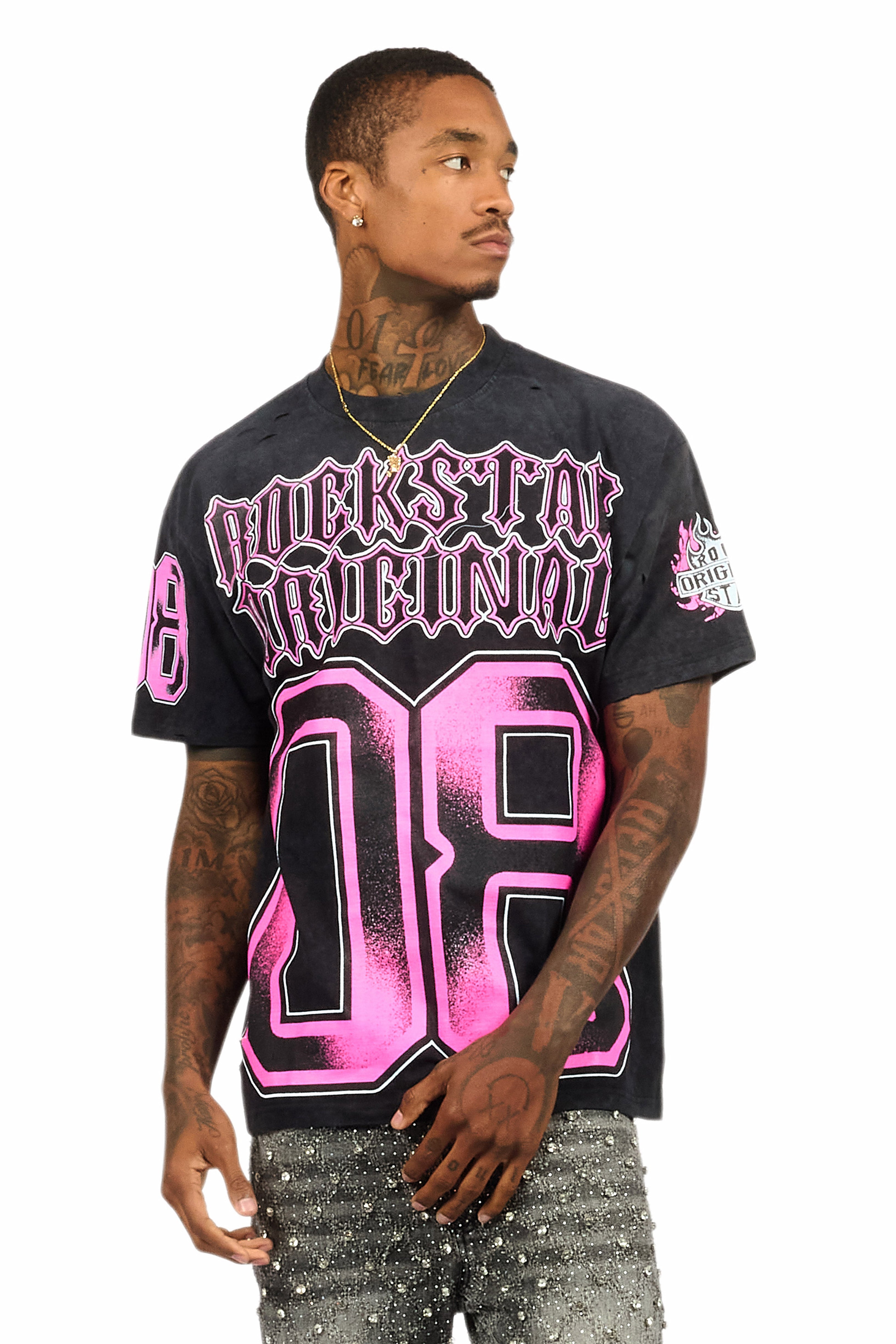 Alim Black Oversized Graphic T-Shirt