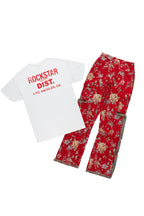 Sheneice White/Red T-Shirt & Pant Set