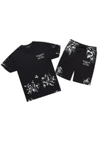 Filip Black Graphic T-Shirt Short Set