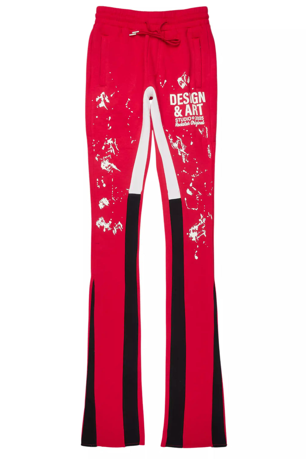 Damone Red Super Stacked Flare Track Pant