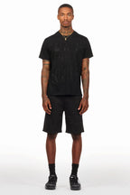 Ridley Black/Black Rhinestone T Shirt Short Set