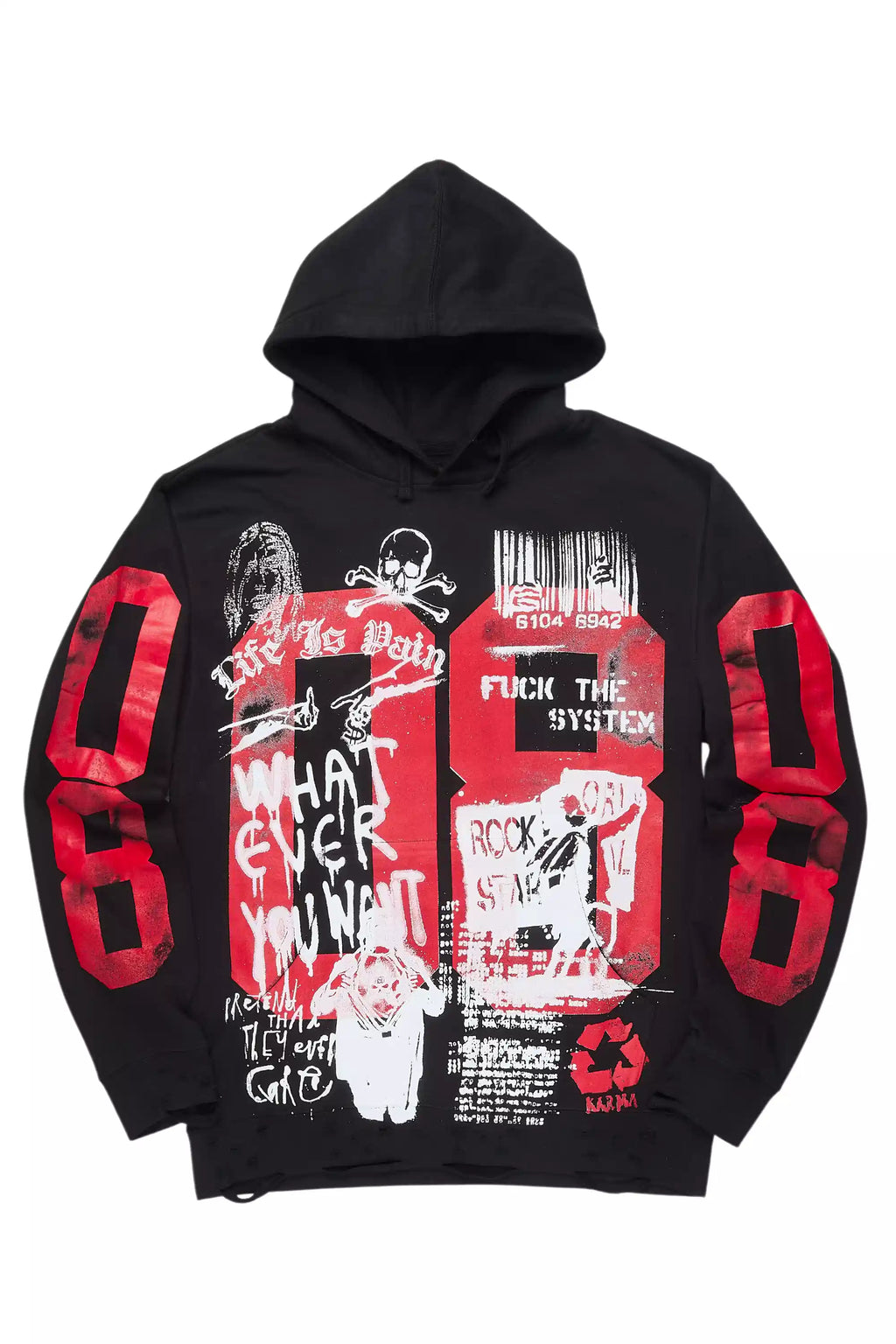 Grill Black/White Distressed Graphic Hoodie