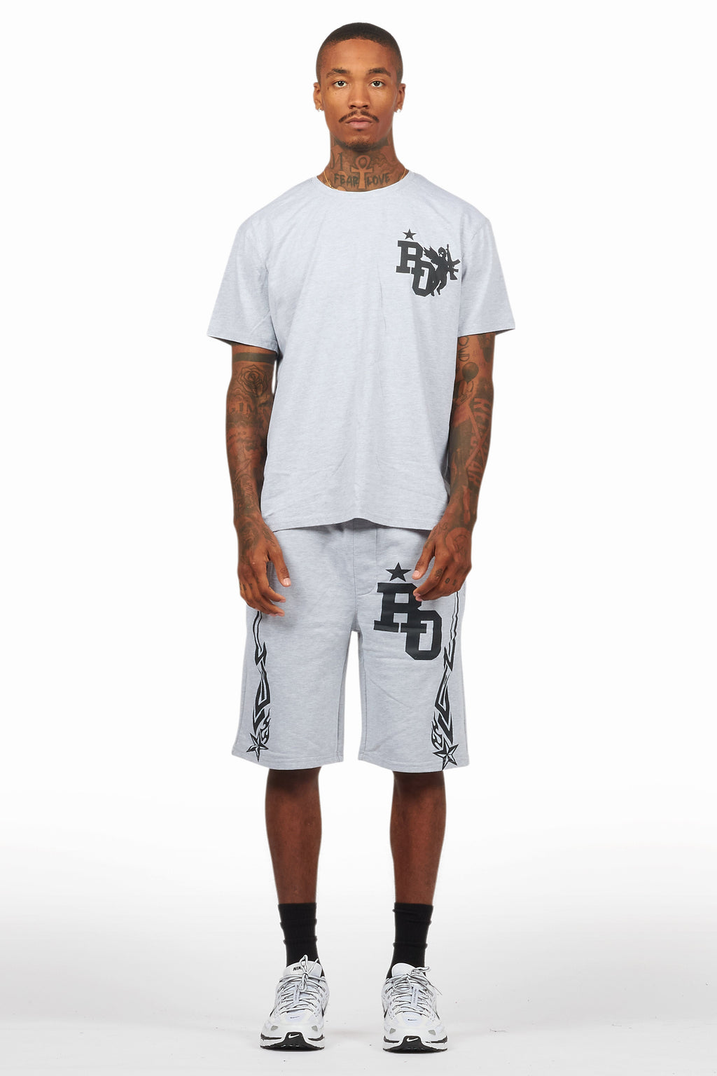 Plutix Heather Grey Graphic T-Shirt Short Set