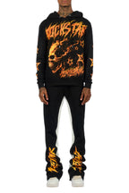 Nelz Black/Orange Graphic Hoodie/Baggy Track Pant Set