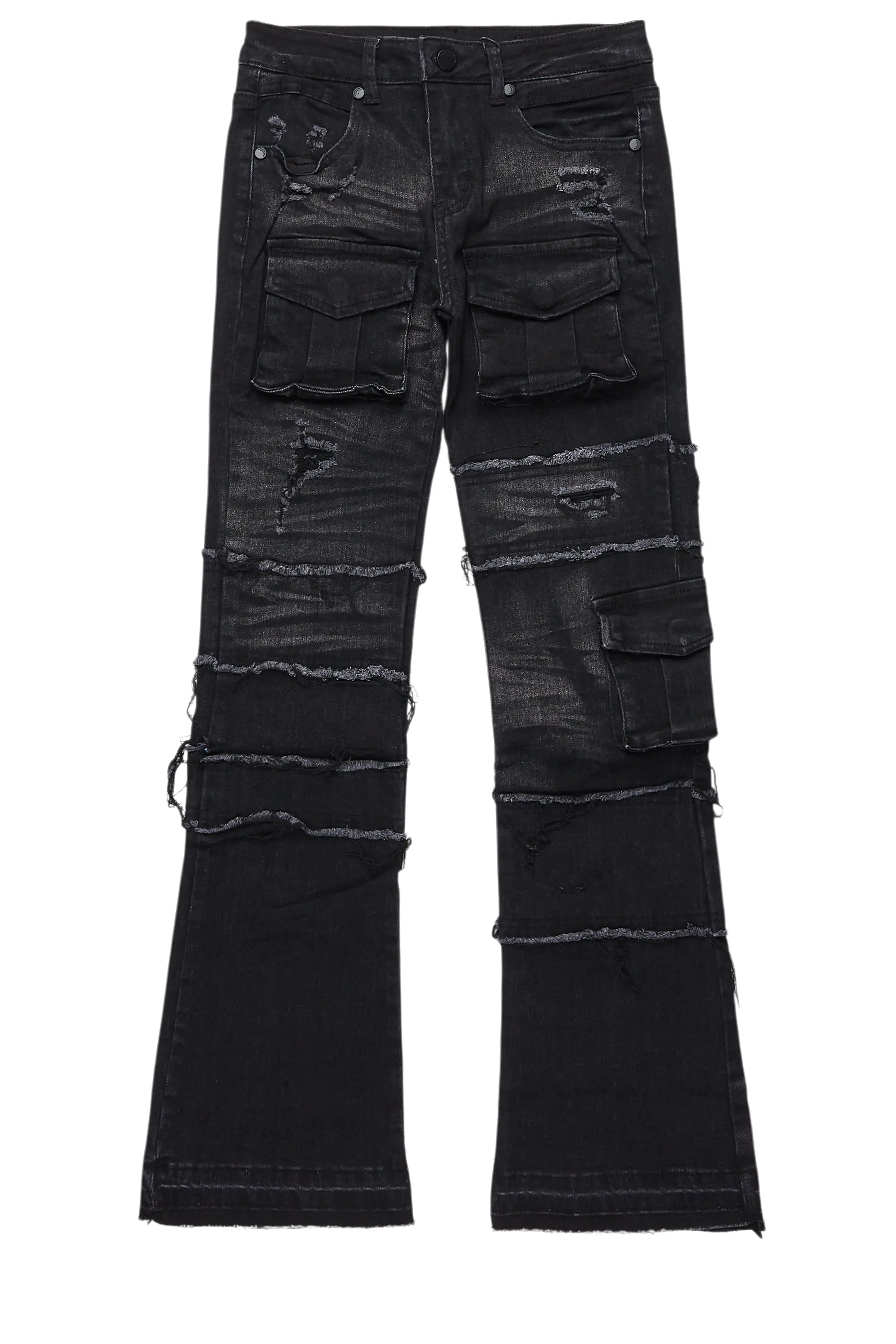 Boys Folant Black Slim Stacked Flare Jean