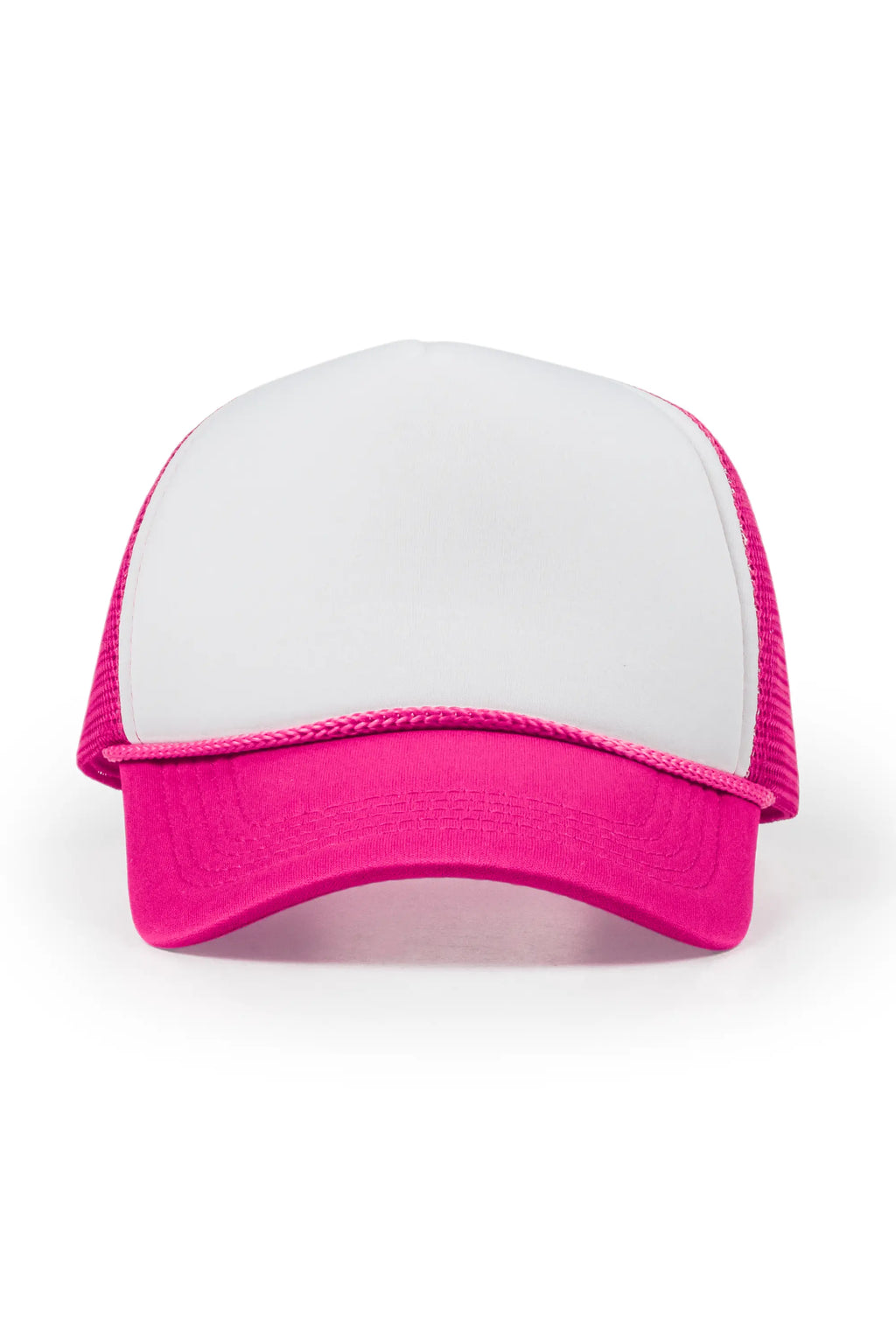 Womens White/Hot Pink Basic Trucker Hat