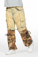 Boys Baatar Blue/Brown Camo Baggy Fit Jean