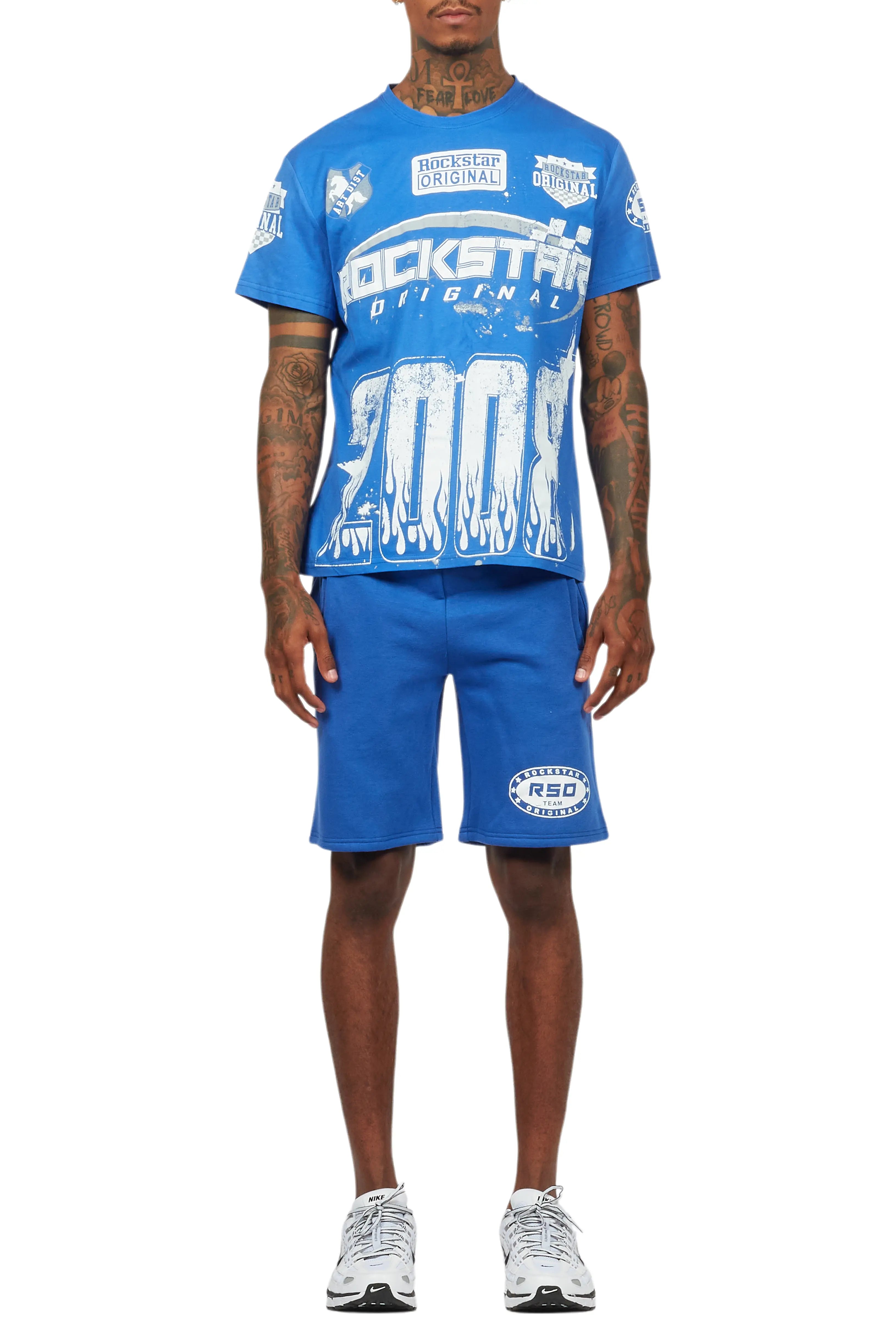 Amos Royal Blue/White T-Shirt Short Set