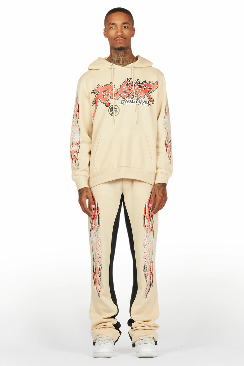 Yash Beige Hoodie Baggy Fit Pant Track Set