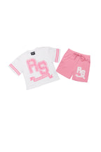Girls Tenita White/Pink Short Set