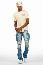 Shift Dirty Blue Stacked Flare Jean