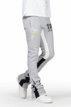 Taber Heather Grey Super Stacked Flare Track Pant