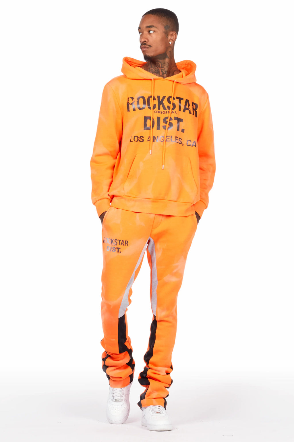 Nelly Orange Hoodie/Super Stacked Flare Pant Set