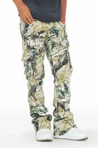 Boys Zaire Tree Camo Cargo Super Stacked Flare Jean