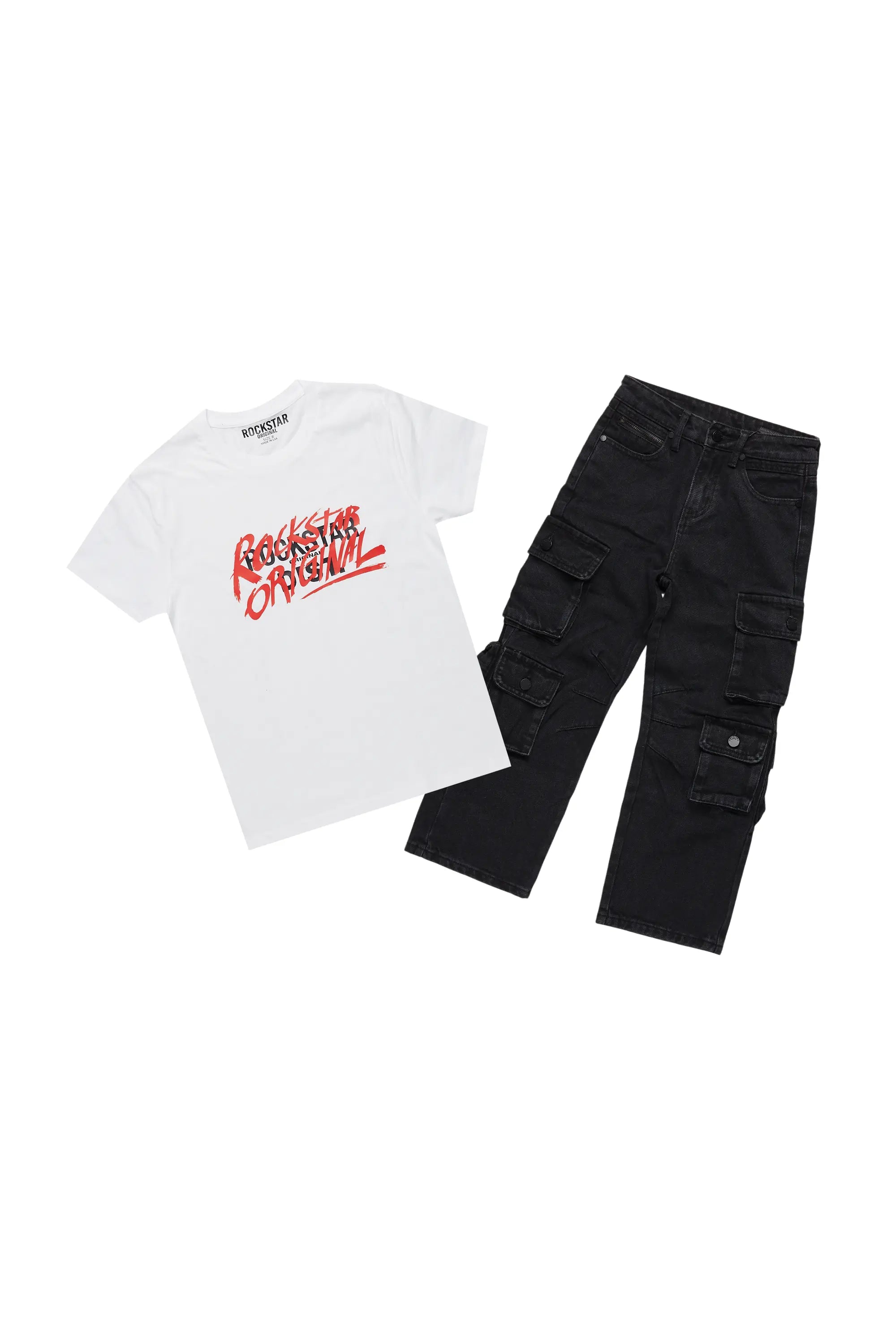 Boys Matild White T-Shirt/Baggy Fit Jean Set