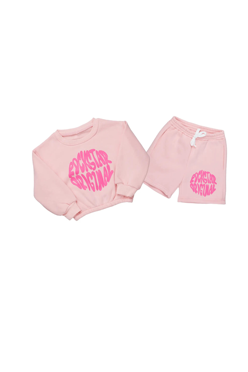 Girls Beena Blush Crop Top Short Set