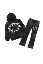 Boys Mallor Black/White Stacked Hoodie Track Set