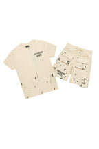 Raffer Beige/Black T-Shirt Cargo Shorts Set