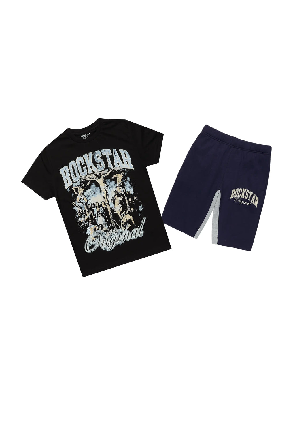 Boys Waller Black/Navy T-Shirt Short Set