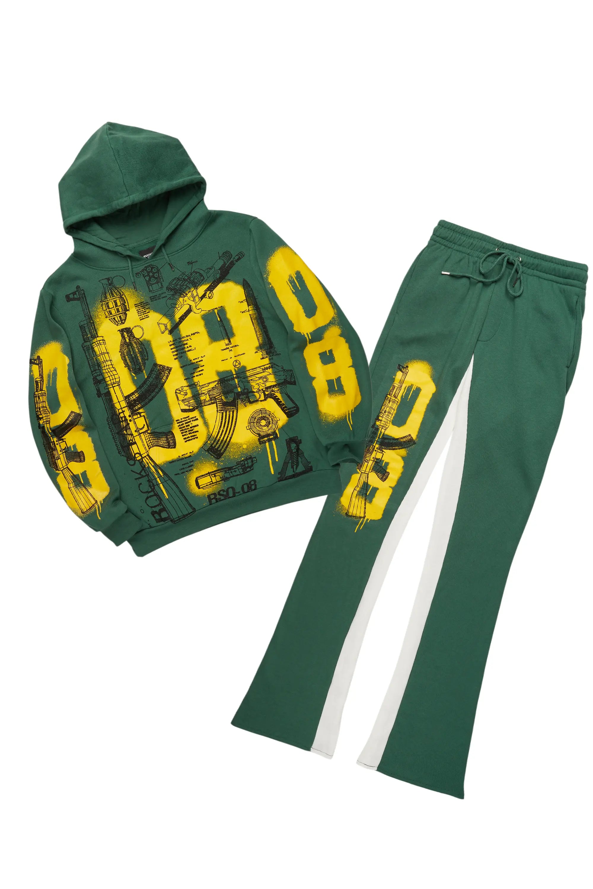 Nesta Green Hoodie/Baggy Track Pant Set
