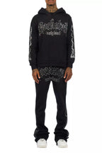 Mares Black Rhinestone Hoodie Relaxed Track Set