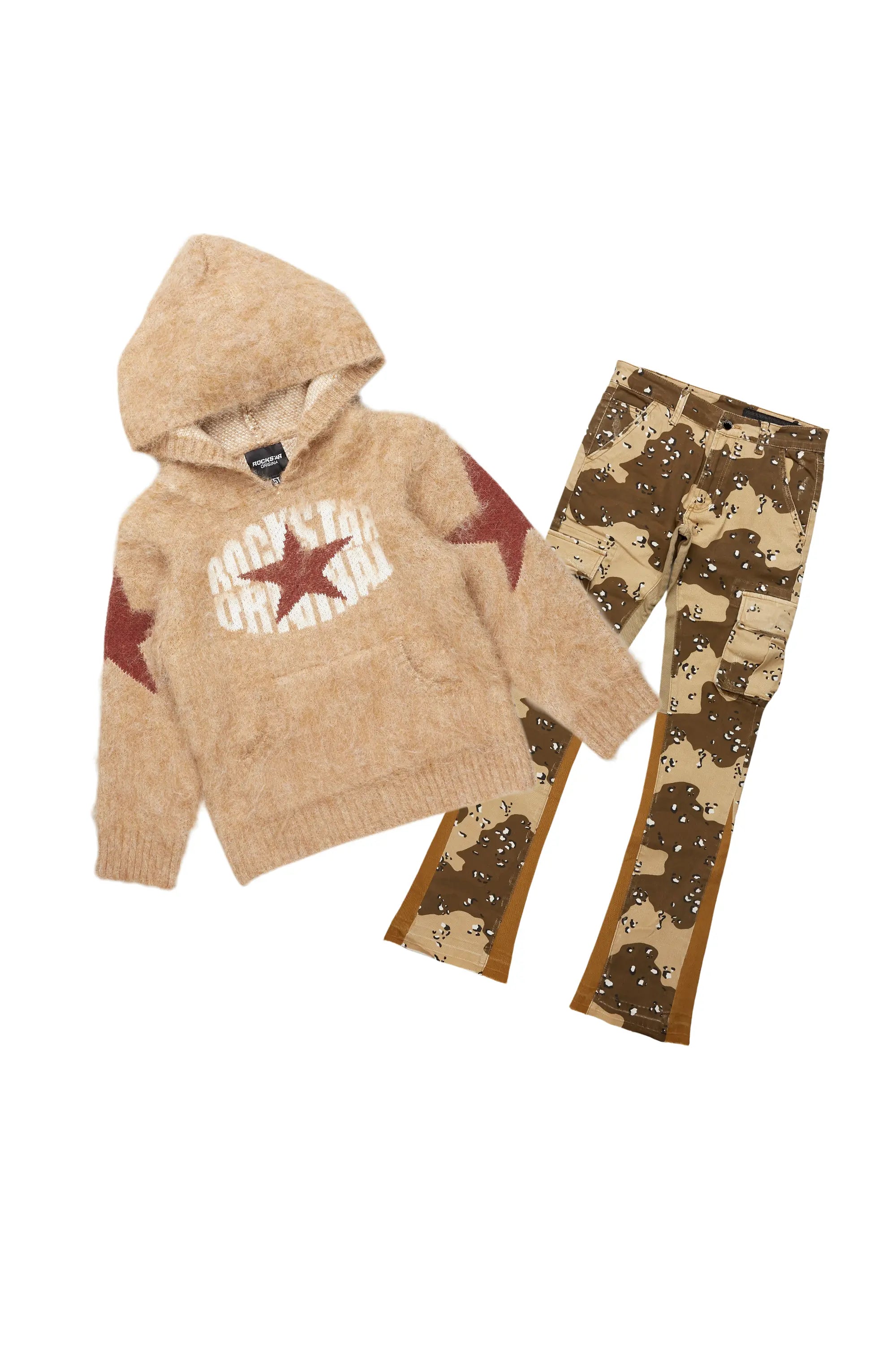 Boys States Brown Mohair/Stacked Flare Jean Set