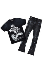 Brookwood Black T-Shirt/Stacked Flare Jean Set