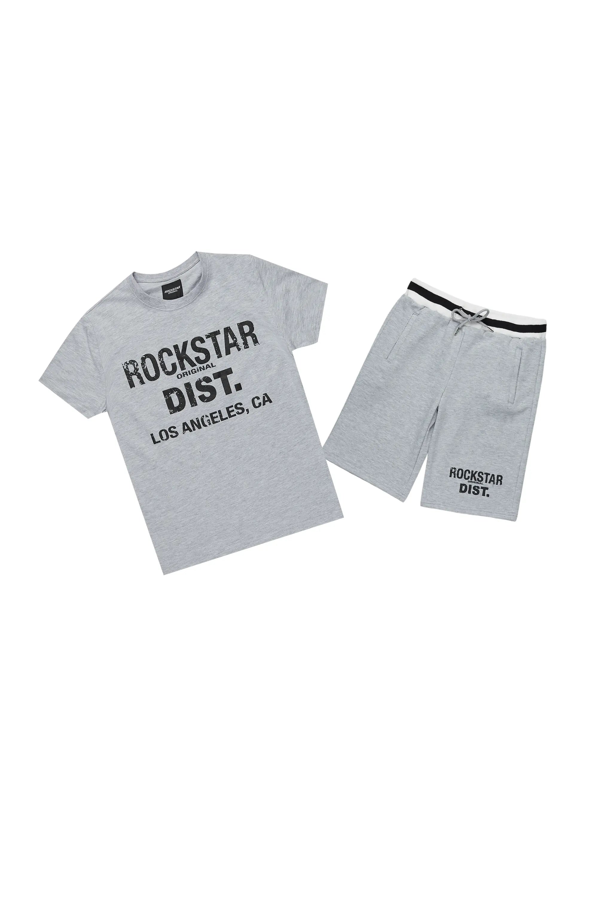 Boys Lake Heather Grey/Black T-Shirt/Short Set