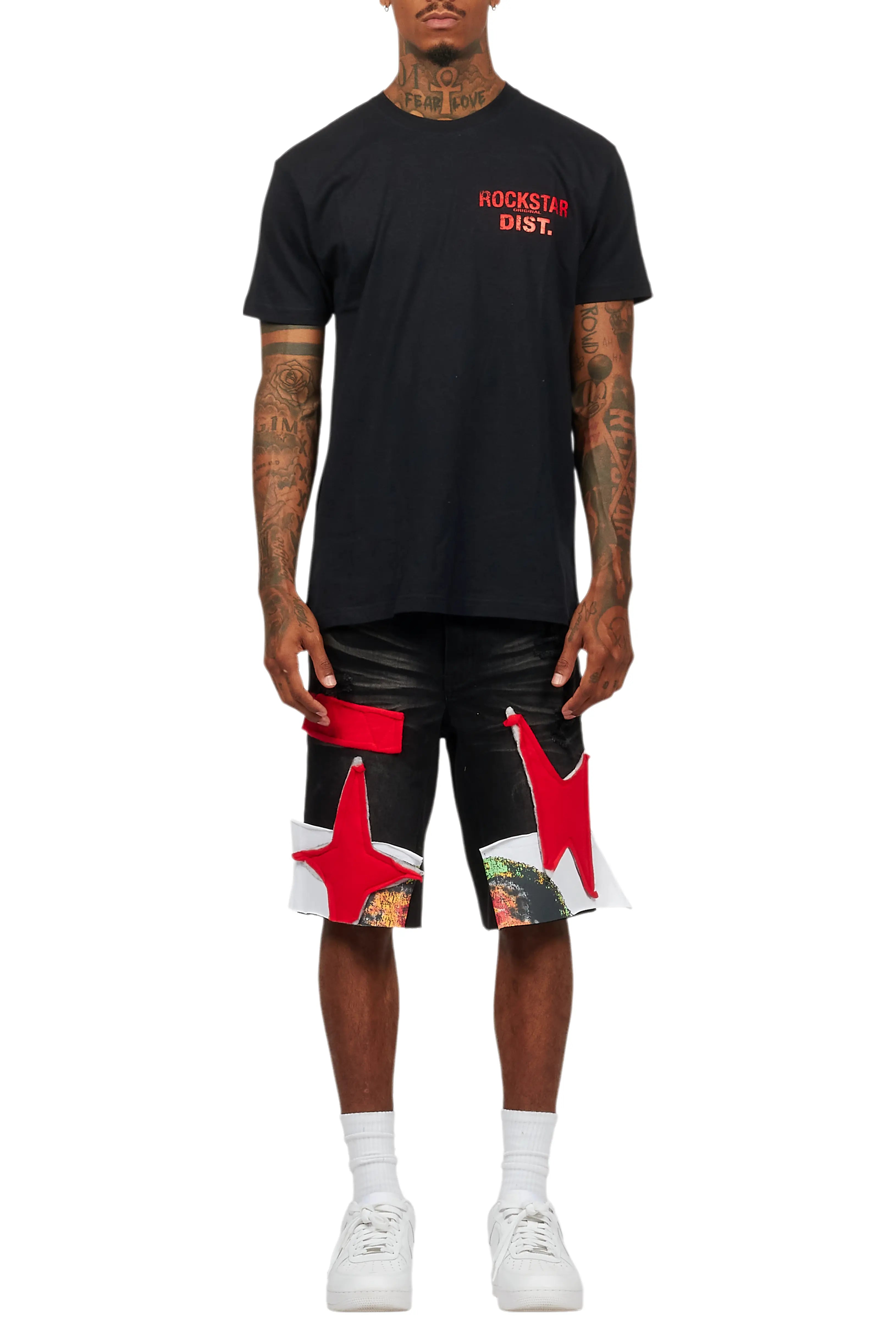 Brett Black T-Shirt/Denim Short Set