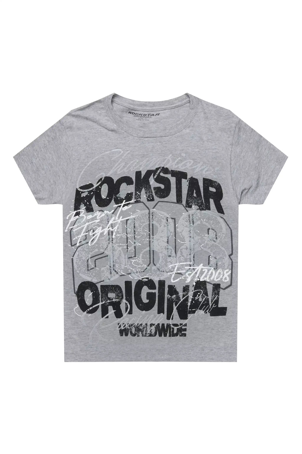 Boys Kairen Grey/Black Graphic T-Shirt