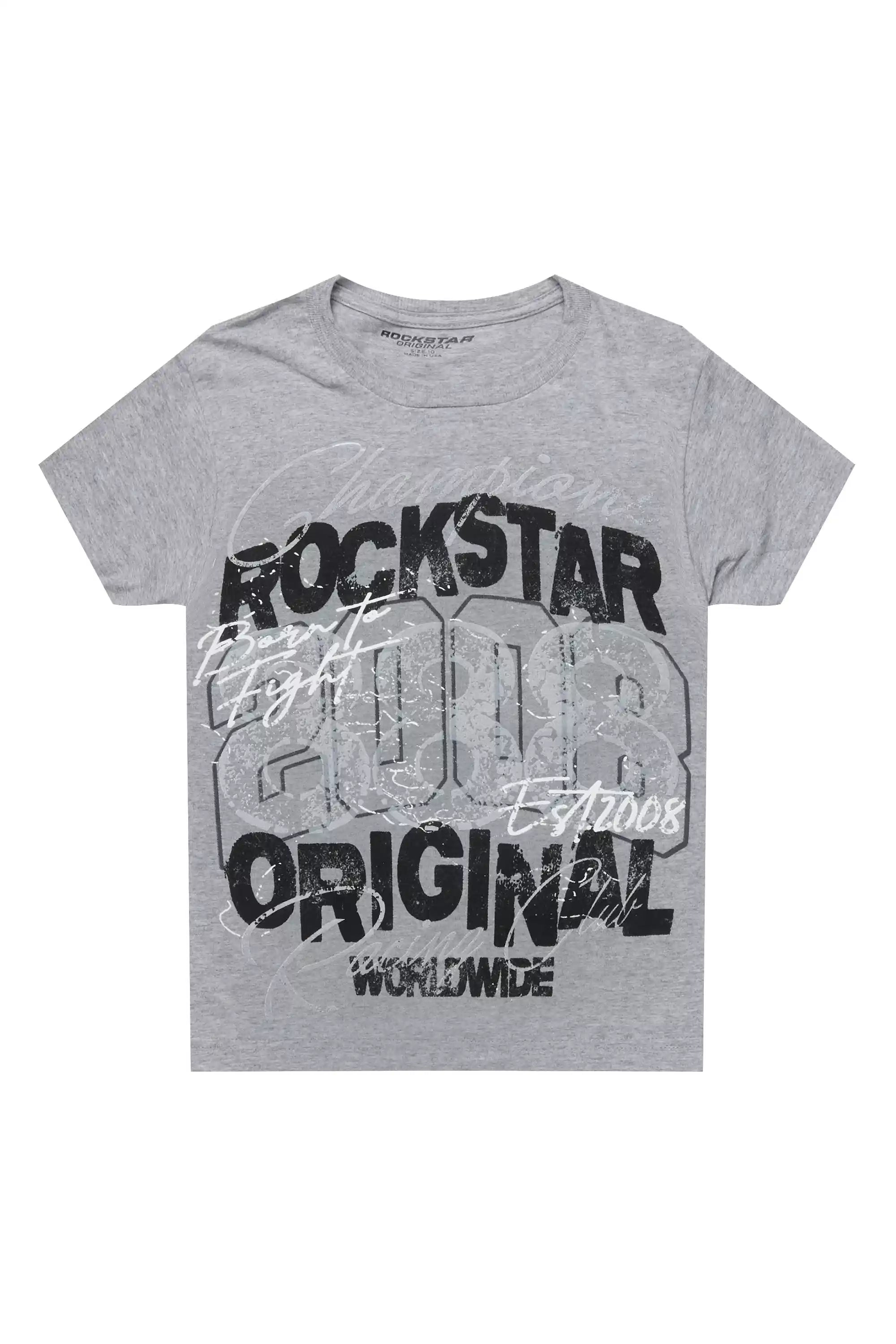 Boys Kairen Grey/Black Graphic T-Shirt
