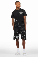 Raffer Black/White T-Shirt Cargo Shorts Set