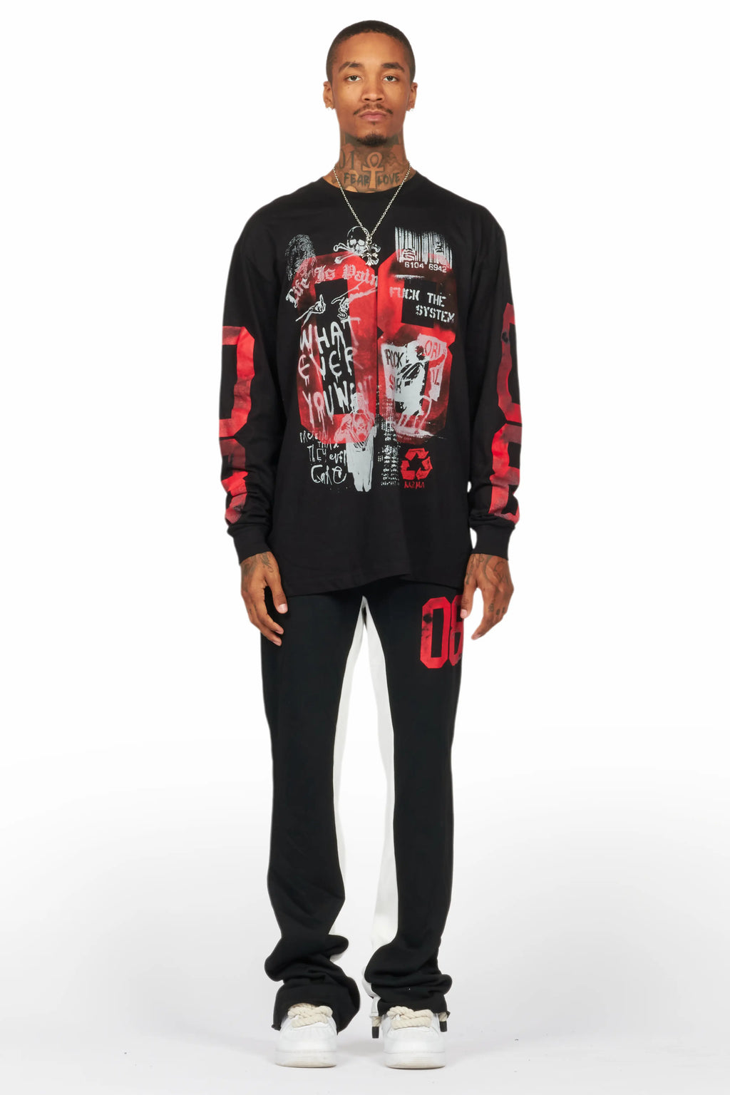 Grill Black/Red Long Sleeve T-Shirt/Baggy Pant Set