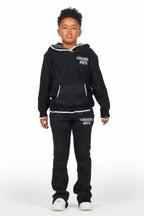 Boys Lake Mohair Black Knit Track set