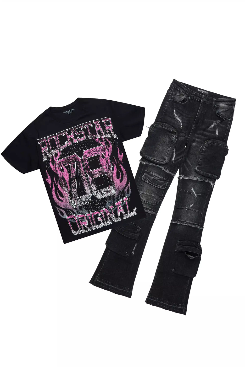 Keria Black Tee & Toniesha Dark Grey Jean Set