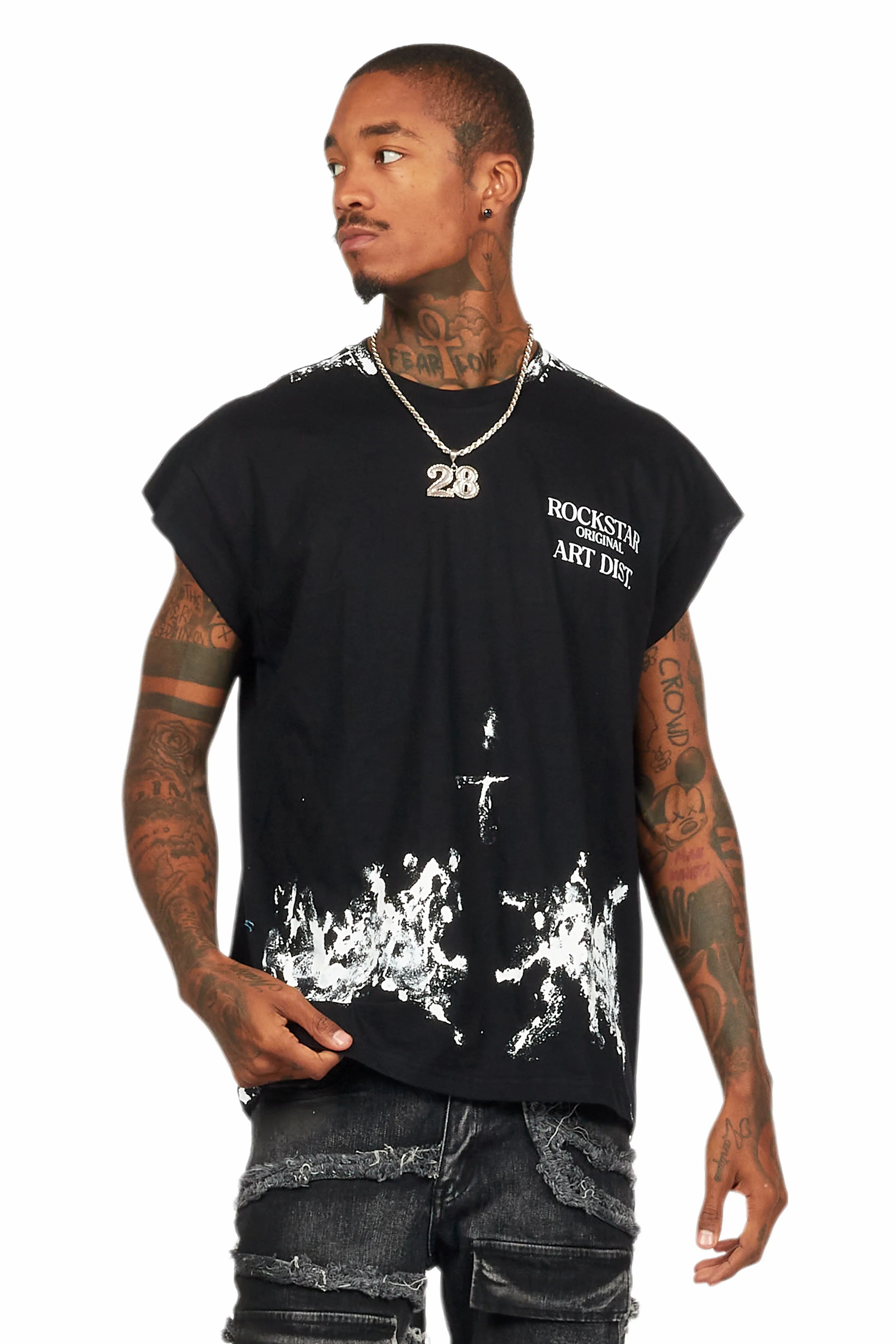 Pilan Black Muscle Graphic T-Shirt