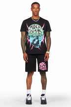 Waves Black T-Shirt/Short Set