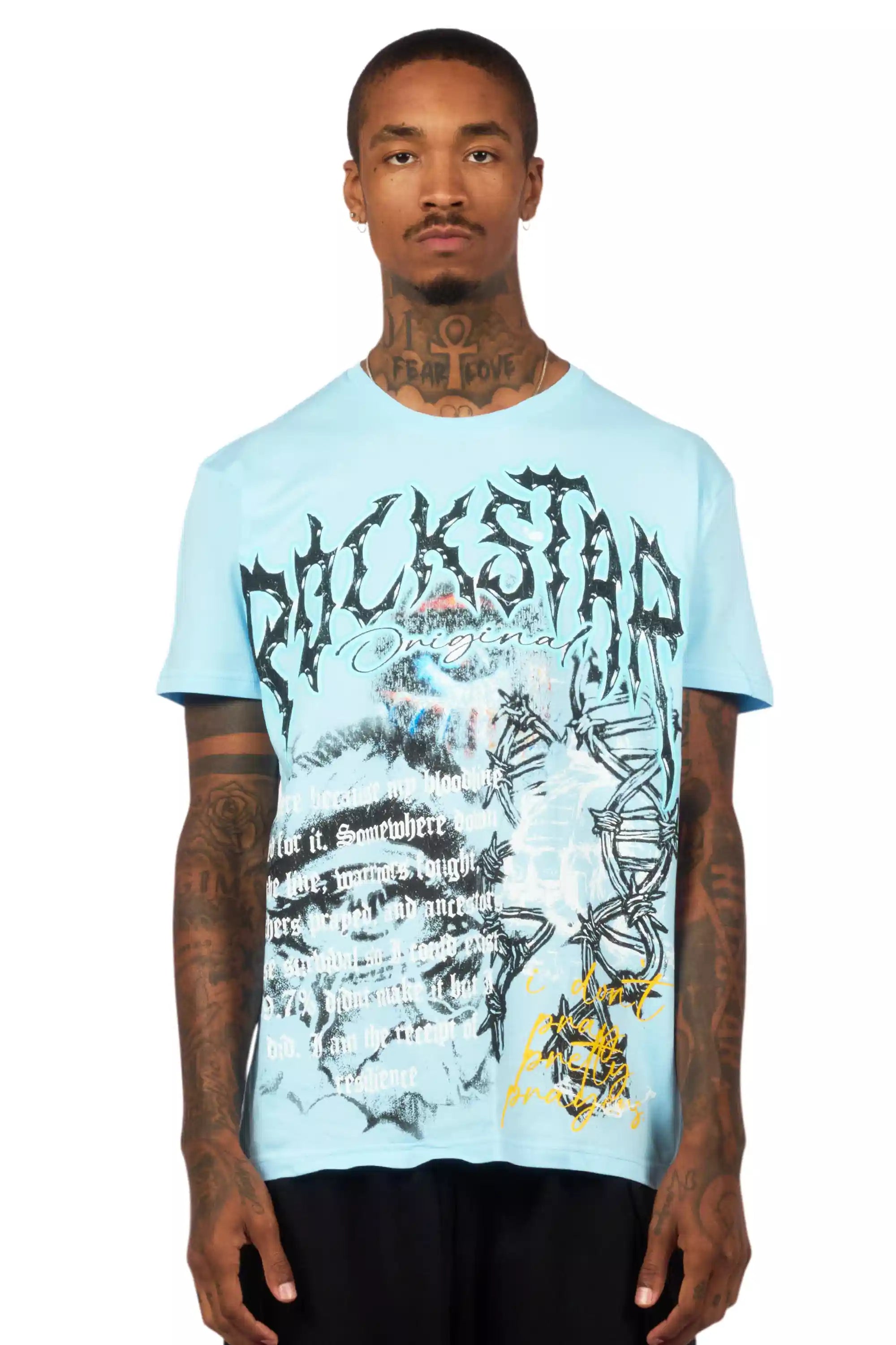 Drai Baby Blue Oversized Graphic T-Shirt