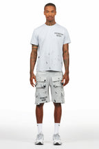 Raffer Heather Grey/Black T-Shirt Cargo Shorts Set