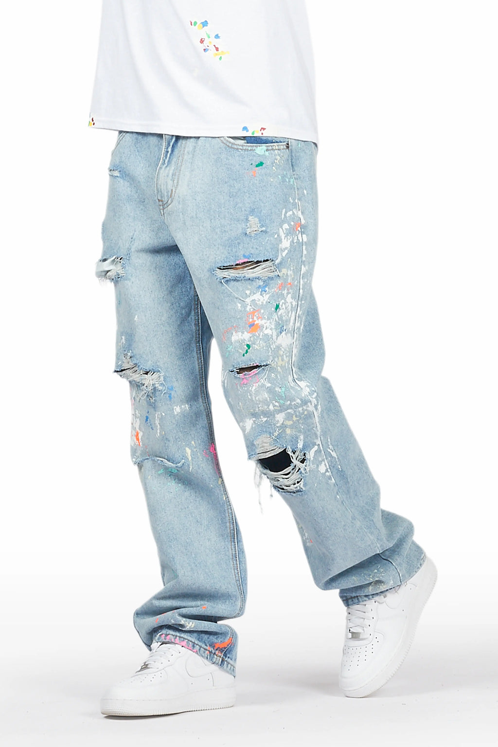 Zasha Light Blue Painter Baggy Jean