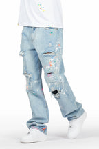 Zasha Light Blue Painter Baggy Jean