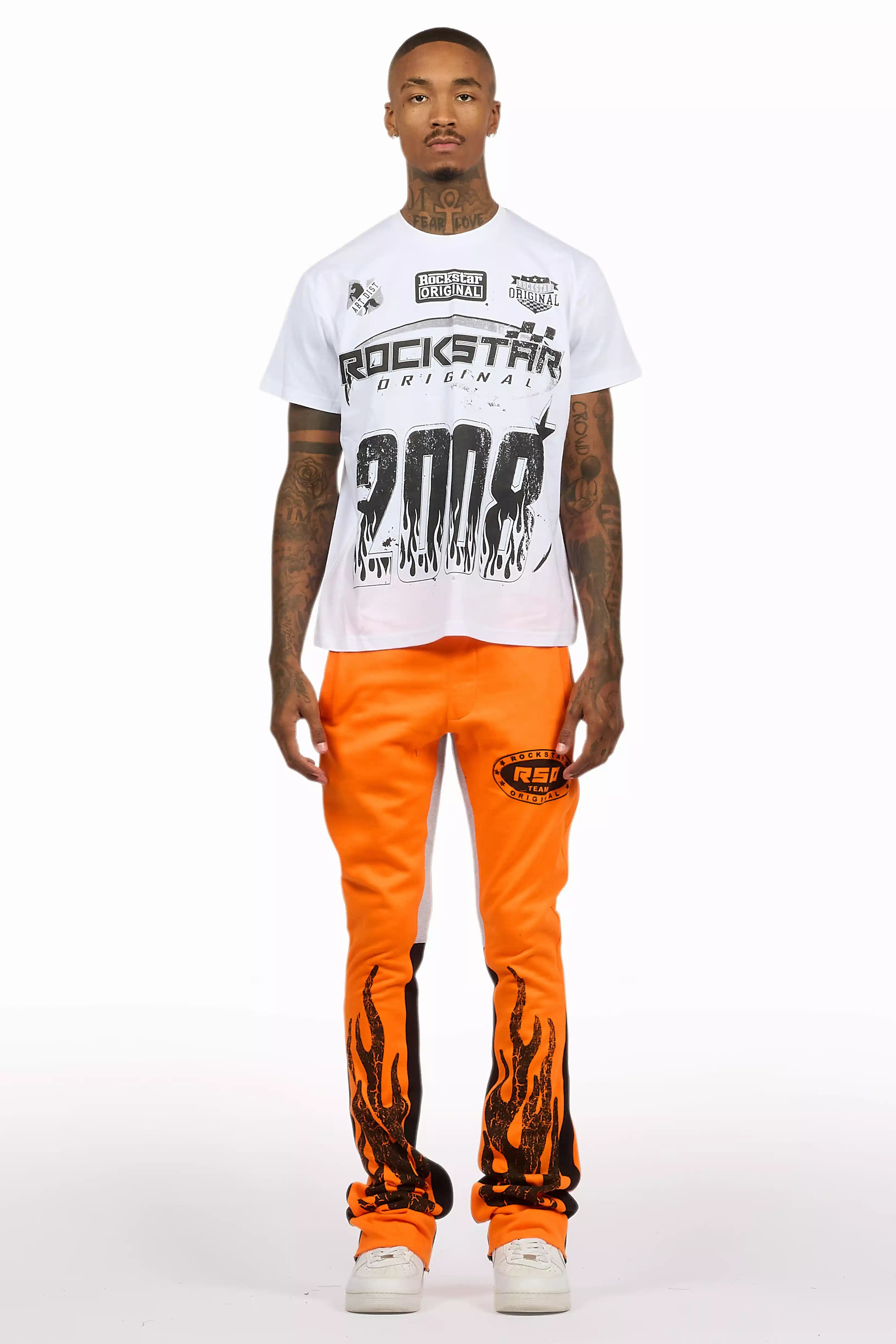 Amos Orange T-Shirt/Stacked Flare Track Set