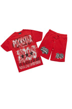 Racing Grung Red/Black T-Shirt/Raw Edge Short Set