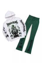 Deathrow White/Green Hoodie/Stacked Track Set