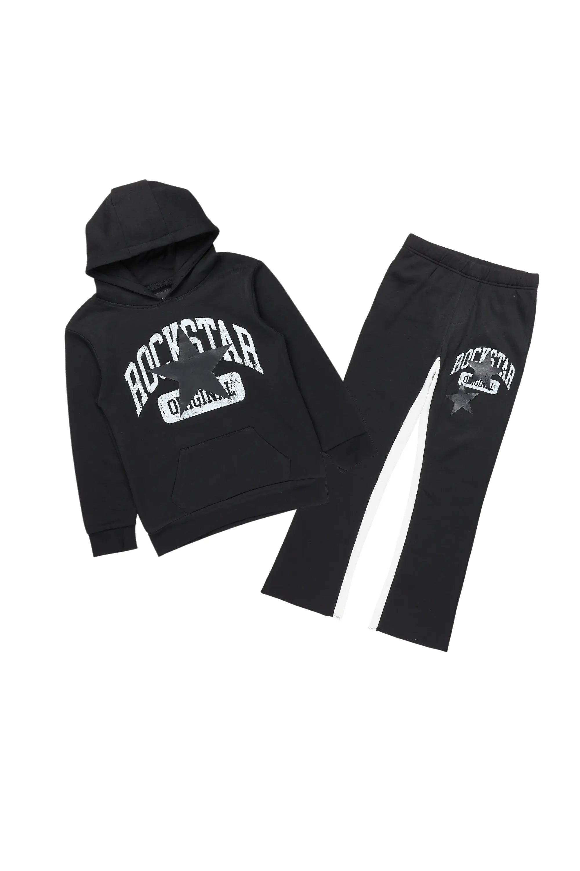 Boys States Black/White Stacked Hoodie Track Set