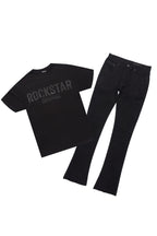 Sana Black/Black T-Shirt/Dag Stacked Flare Jean Set